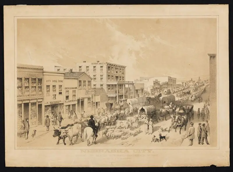 Nebraska City. View on Main Street, looking west. by Mathews, Alfred Edward, 1831-1874