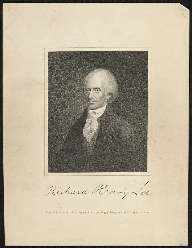 Richard Henry Lee. by Longacre, James Barton, 1794-1869