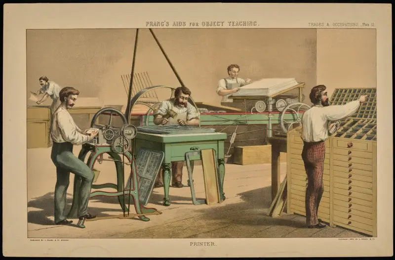Prang's aids for object teaching. Trades & Occupations, Plate 12: Printer [copy 2]. by Prang