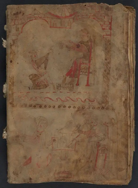 Incipit prolog in elucidario... [manuscript with dual illumination of magister cum discipulis and of scribe at desk. by Honorius Augustodunensis
