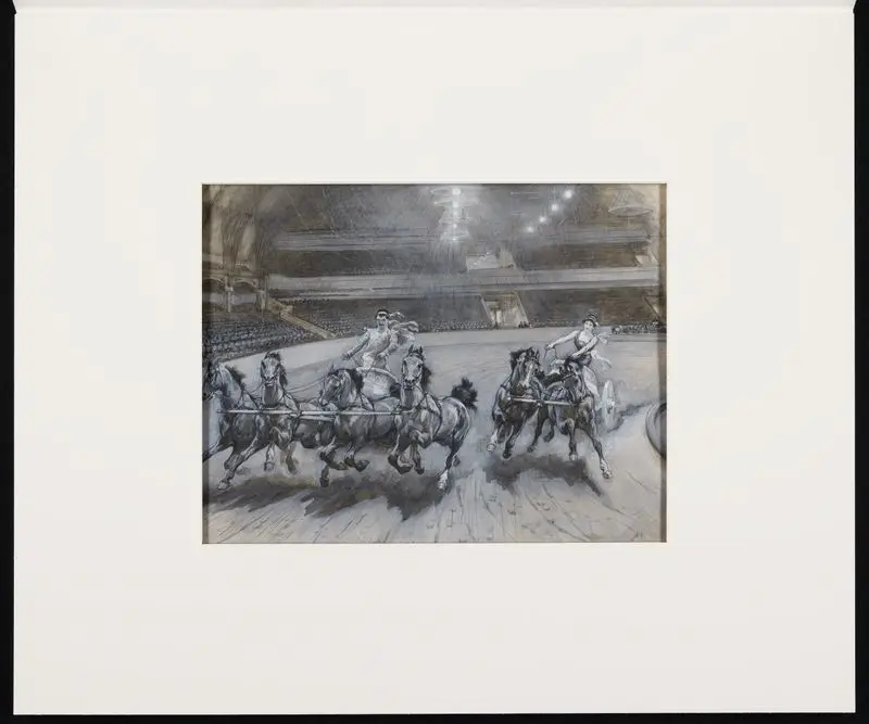 Original illustration for the chariot race at Barnum and Bailey's show : the start for the final heat / drawn by W. Small by Small
