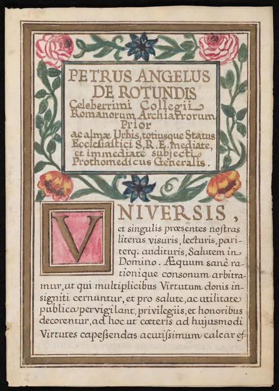 Diploma delivered by the University of Rome to Francisco Pieratti, Doctor of surgery by Università di Roma