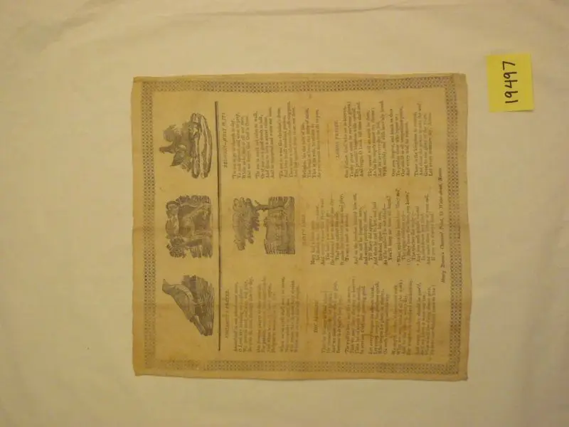 Three children's poems, printed handkerchief by Unknown artist