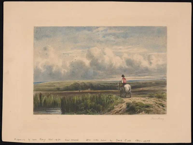 Landscape of hayfields by Cox