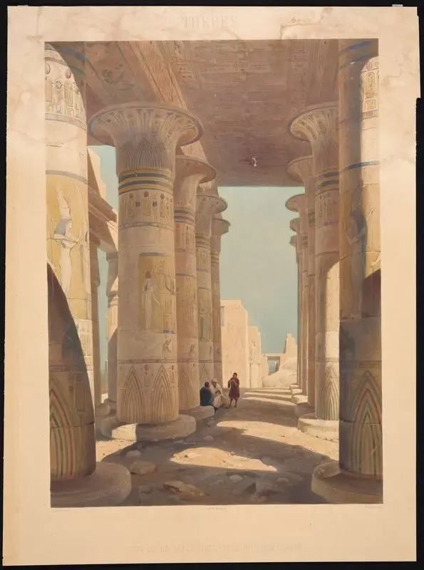 Vue de la salle hypostyle du Rhamesseion // [View of the pillared hall of Rhamesseion]. by Horeau