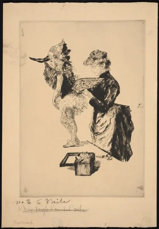 Seamstress altering a child's ballet costume by Renouard, Charles Paul, 1845-1924