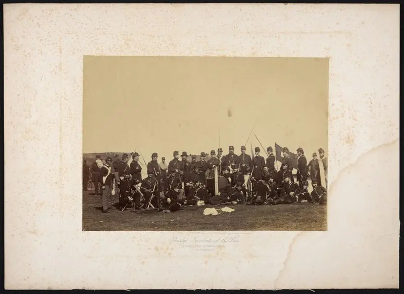 Brady's Incidents of the War. (Signal Camp of Instruction.) near Georgetown, D.C. [Group portrait]. by Brady's National Photographic Portrait Galleries