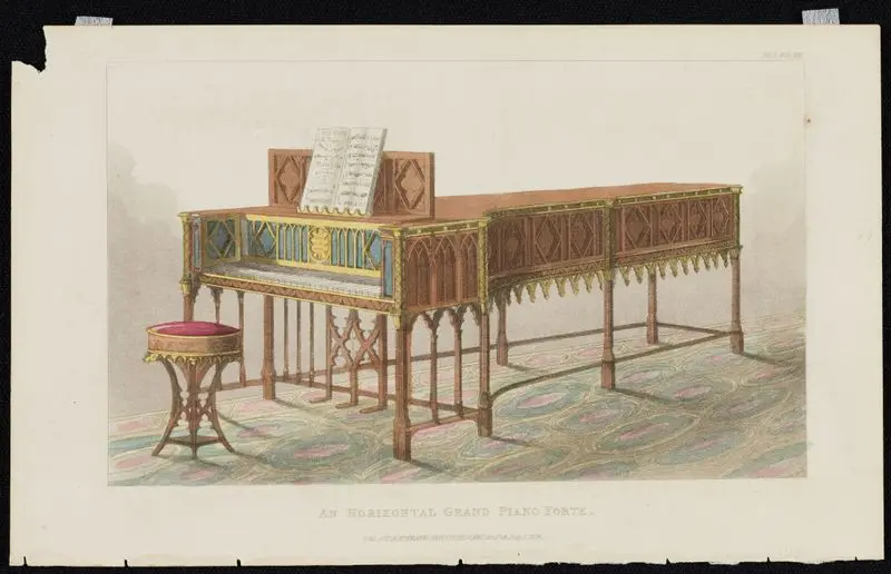 An horizontal grand piano forte. by Unknown artist