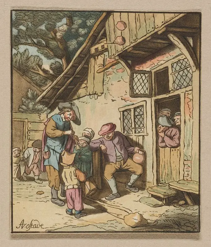 The wandering musicians. by Ostade, Adriaen van, 1610-1685