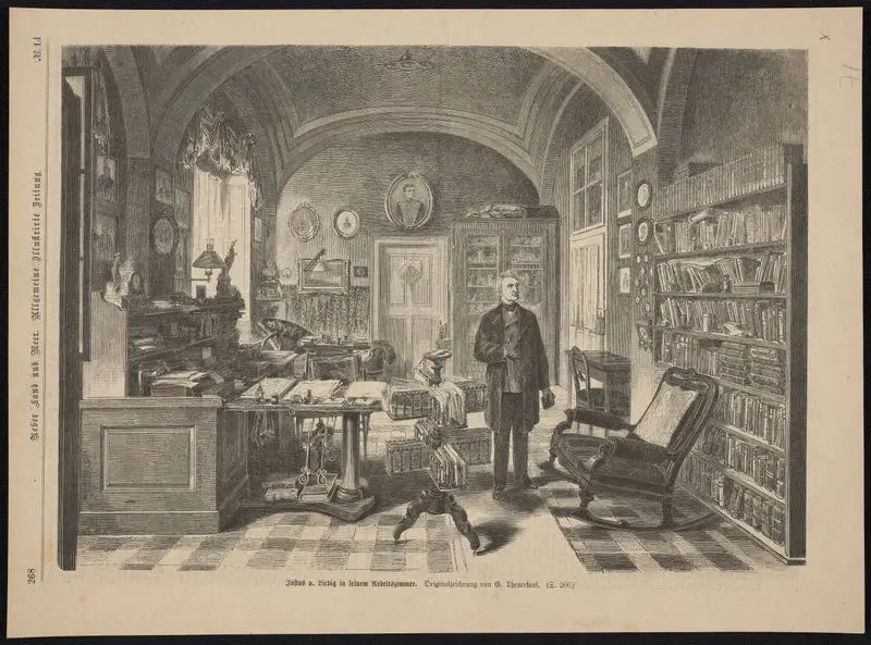 Justus v. Liebig in seinem Arbeitszimmer / Originalzeichnung von G. Theuerkauf. by Theuerkauf, G.