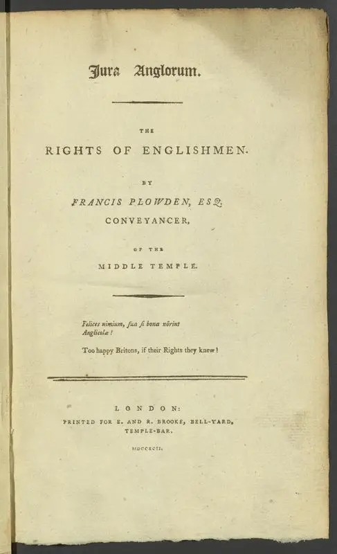 Jura Anglorum. The Rights of Englishmen. by Plowden