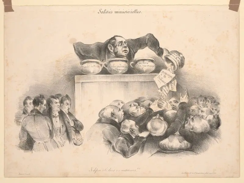 Je dépose cela dans vos consciences!! by Daumier, Honoré, 1808-1879