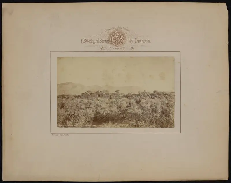161. Ancient ruined castle at Aztec Springs. : The outer wall. / W. H. Jackson, photo. by Jackson, William Henry, 1843-1942