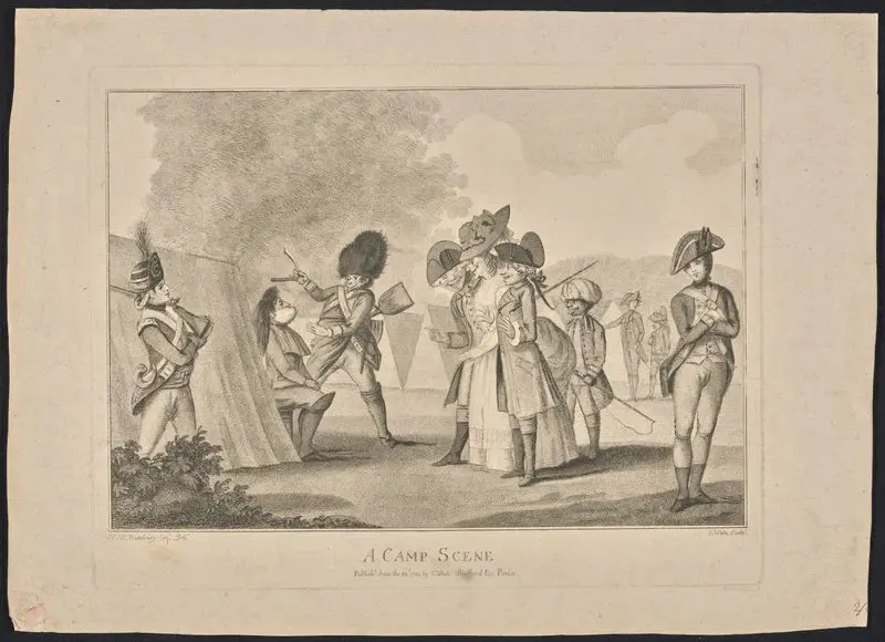 A camp scene. by White