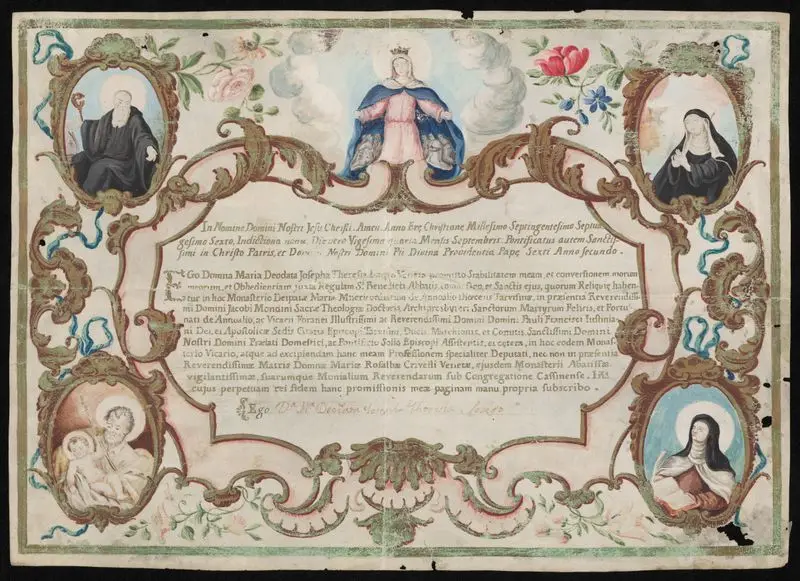 Vow of Stability taken by Maria Deodata Josepha Theresia Longo, of Venice by Unknown artist