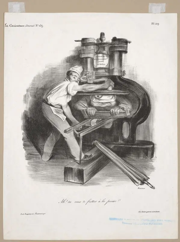 Ah! tu veux te frotter à la presse!! / Daumier ; L. de Becquet. by Daumier, Honoré, 1808-1879