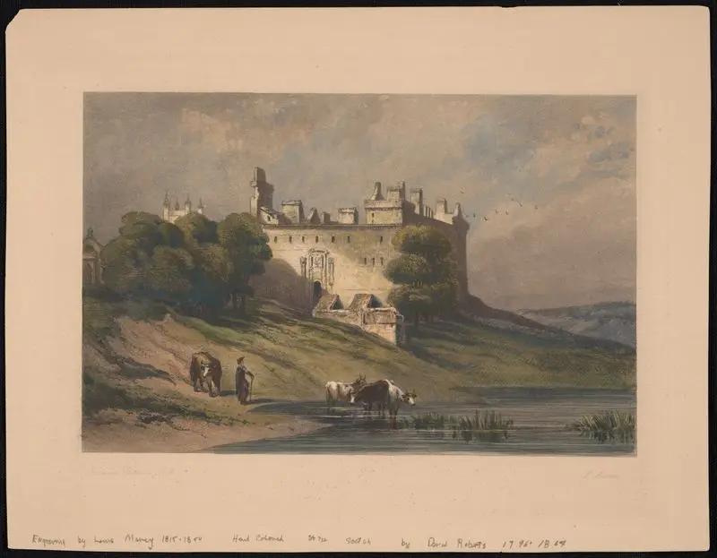 Landscape with cattle near castle by Marvy