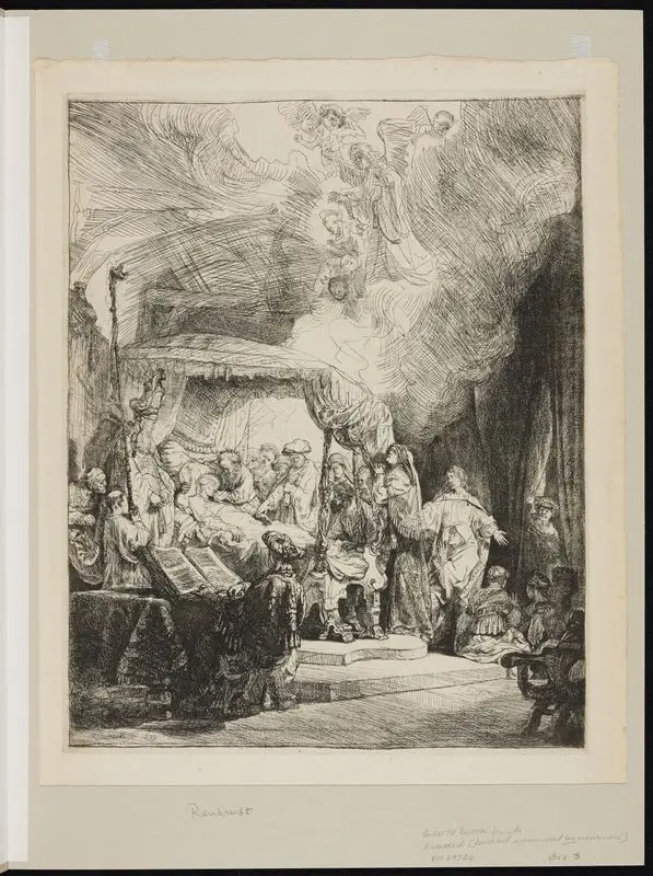 The Death of the Virgin. by Rembrandt Harmenszoon van Rijn, 1606-1669