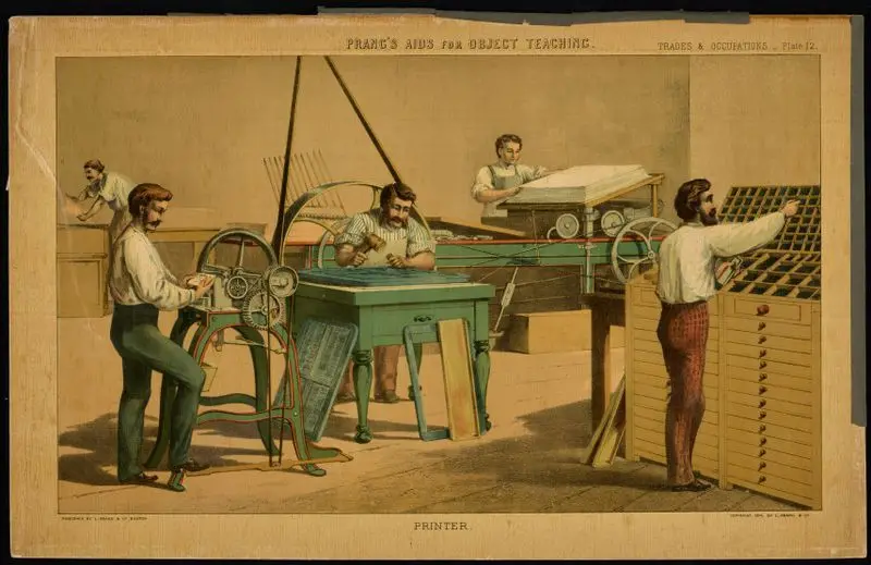 Prang's aids for object teaching. Trades & Occupations, Plate 12: Printer [copy 1]. by Prang