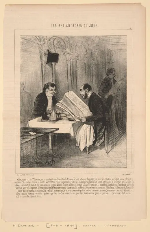 Hier, dans la rue St. Honore un respectable vieillard . . . // [Yesterday, in the Rue St. Honore, a respectable old man . . . ]. by Daumier, Honoré, 1808-1879