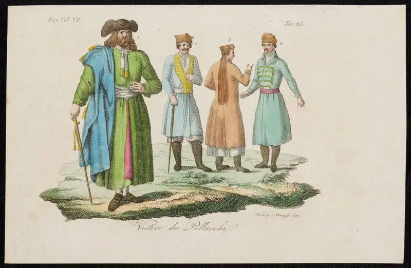 Vestire dei Pollacchi [Costumes 1, 2, 3, and 4]. by Giarre, Luigi