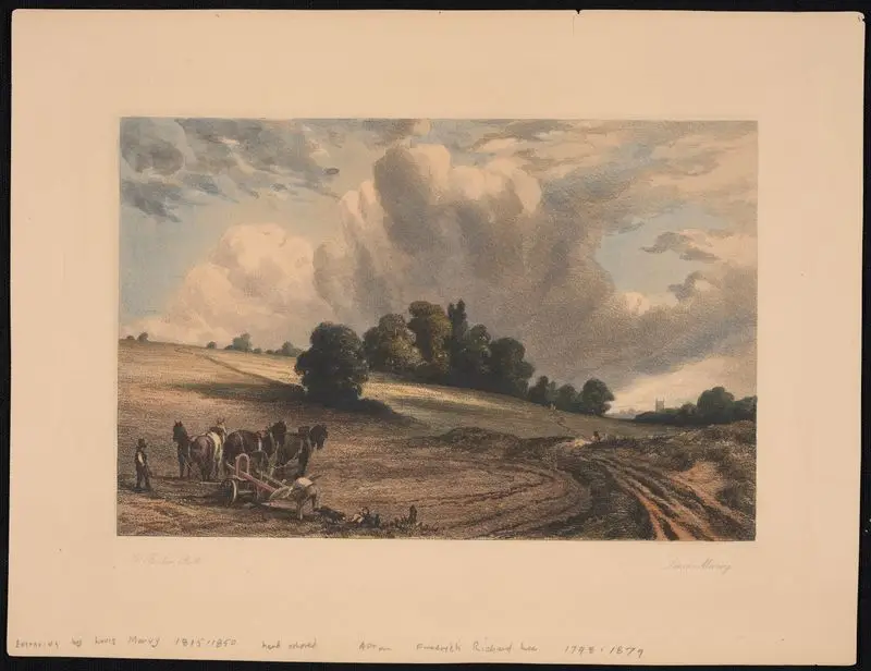 Landscape with plowman by Lee, Frederick Richard, 1798-1879