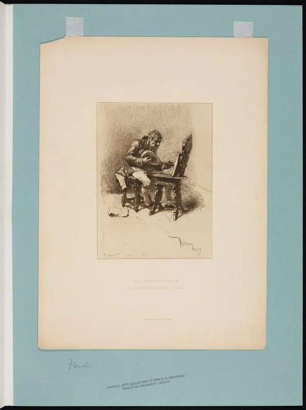 The guitar-player. From an etching by Mariano Fortuny. by Fortuny