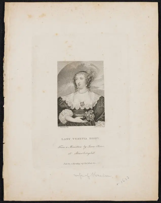 Lady Venetia Digby, from a miniature by Isaac Oliver, at Strawberry-hill. by Birrell, A., active 1770-1820