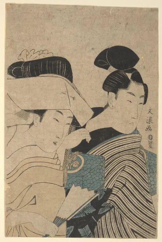 Double bust portrait of a man and woman. by Bunro, active 1800-1810