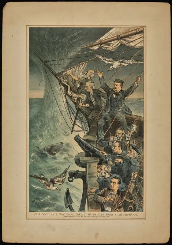 Our good ship "National Credit" in danger from a Silver-Spout. by Gillam