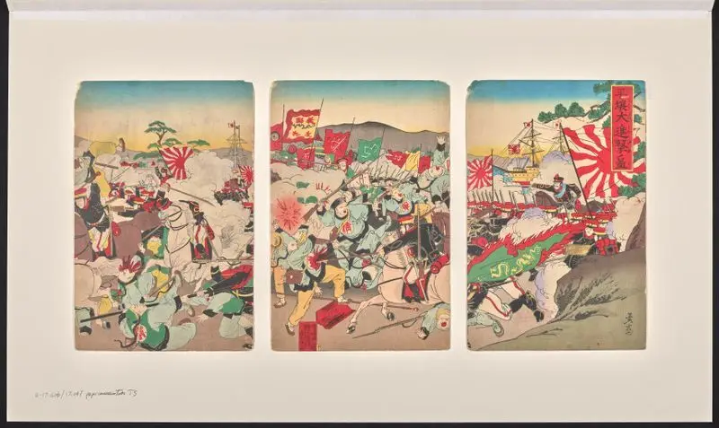 Great battle of Pyongyang. by Unknown artist