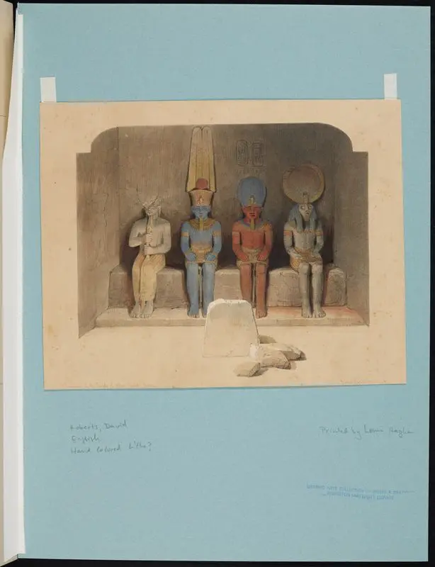 Sanctuary of the Temple of Aboo-Simbel, Nubia. by Haghe