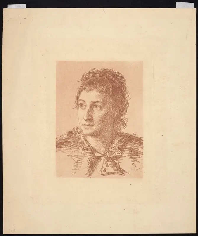 Portrait d'une femme de la famille Brignoles // [Portrait of a woman of the Brignoles family]. by Rajon, Paul-Adolphe,