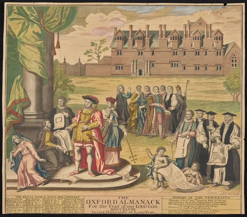 The Oxford Almanack [: Architectural drawings presented to Henry VIII]. by Vertue