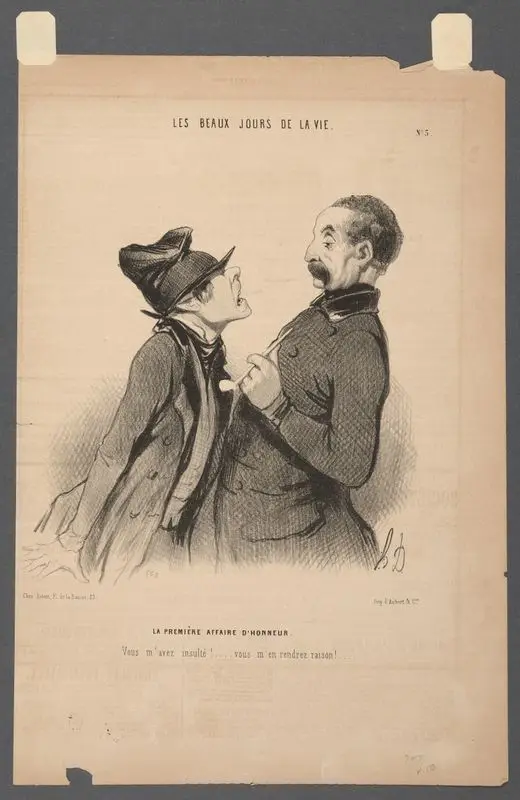La première affaire d'honneur 1844 // [The First Case of Honor 1844]. by Daumier, Honoré, 1808-1879