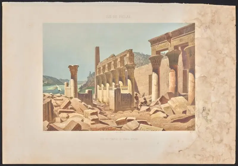 Ile de Philae. Vue du Temple de Venus Athor. // [Island of Philae. View of the Temple of Venus Hathor.]. by Horeau