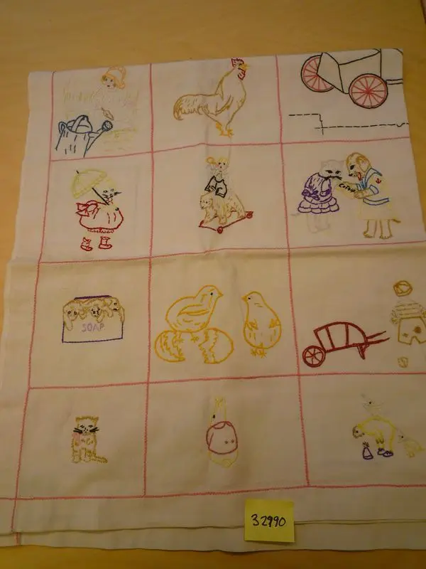 Virginia 4 years 1925 [Child's coverlet embroidered with nursery rhyme and children's book characters, etc.] by Unknown artist