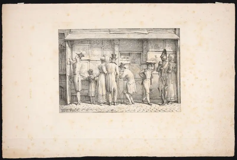 Delpech's print shop, Paris. by Vernet