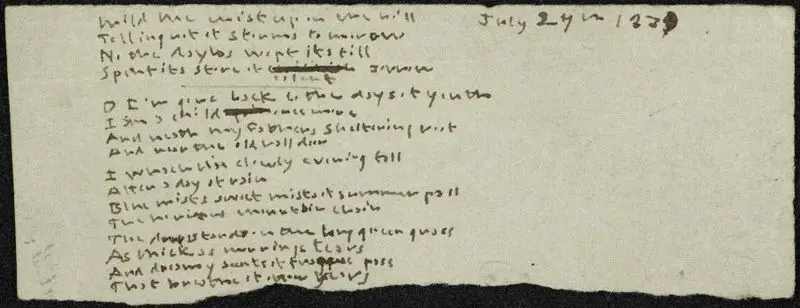 All day I have toiled, but not in pain : five quatrains : manuscript, 1837-1839 by Brontë