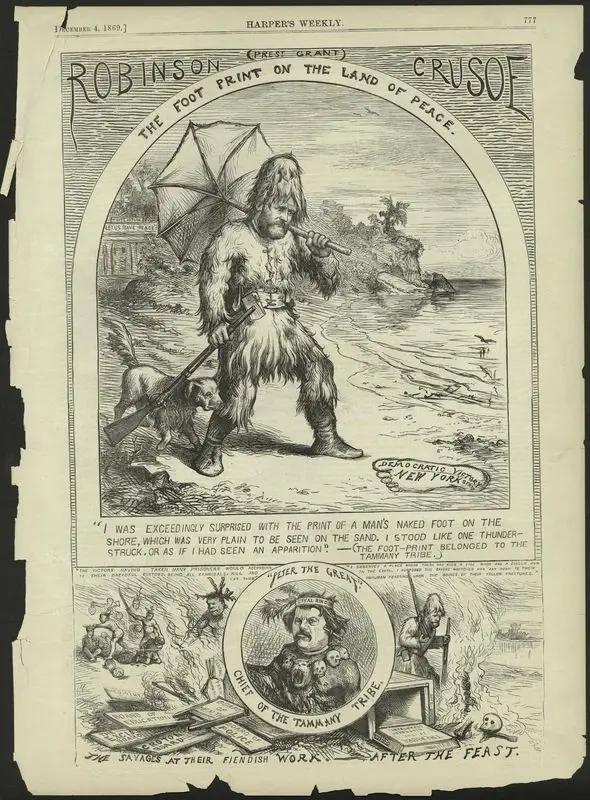 Robinson Crusoe -- the foot print on the land of peace by Nast