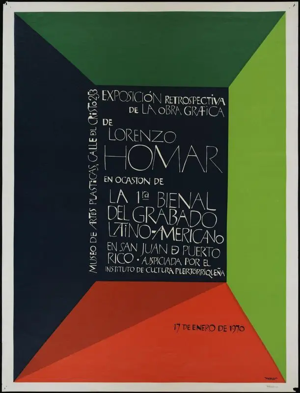 Exposicion retrospectiva de la obra grafica de Lorenzo Homar en occasion de la 1ra bienal del Grabado Latino-Americano, Museo de Artes Plasticas [copy 1]. by Homar