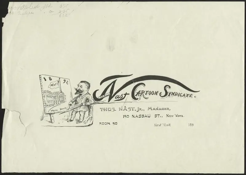 Nast Cartoon Syndicate [letterhead design drawing]. by Nast