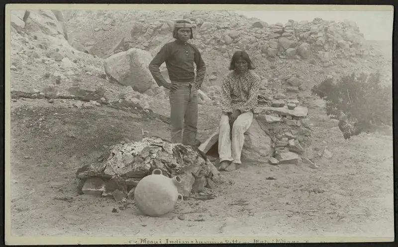 Moqui Indians burning pottery, Walpi village, Arizona by Wittick, Ben