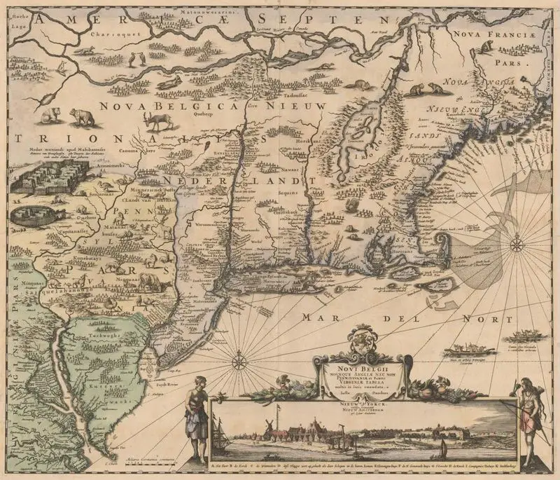 Novi Belgii, Novaeque Angliae nec non Pennsylvaniae et partis Virginiae tabula by Danckerts