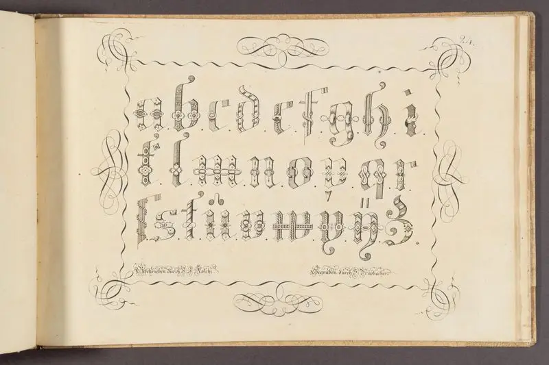 Vorschrift, zum nutzen der Bernerischen jugend / verfertiget durch Johan Jakob Roschi, schreibmeister an der kunstschule in Bern ; gegraben durch Heinrich Brupbacher in Wädischwyl. by Roschi, Johan Jakob