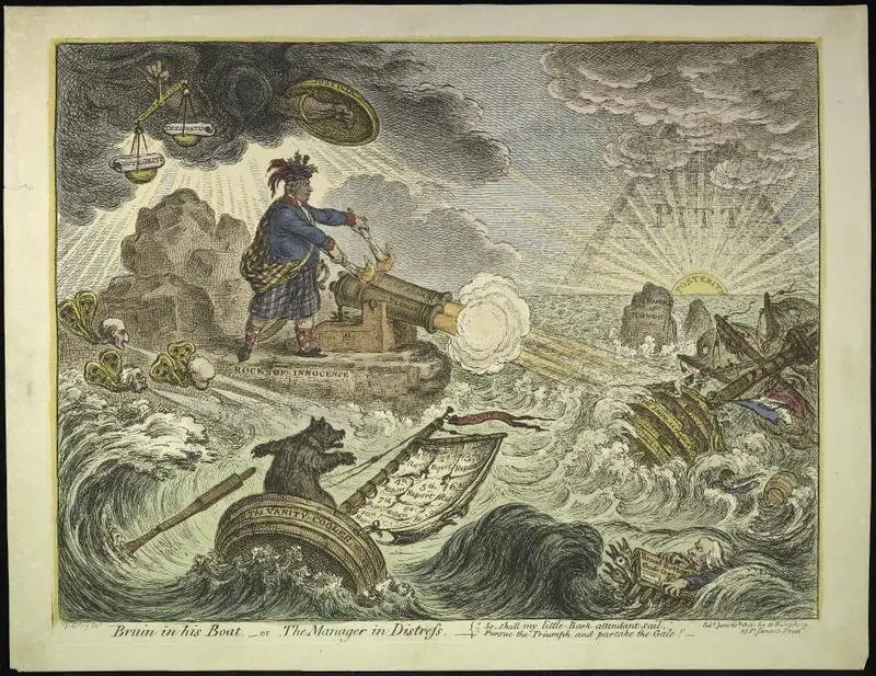 Bruin in his boat - or - The manager in distress by Gillray