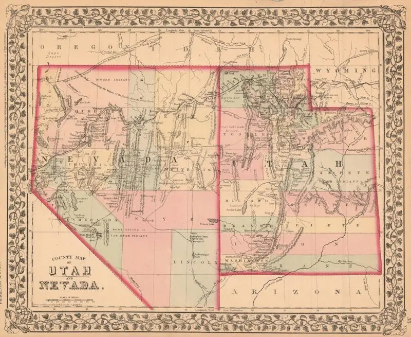 County map of Utah and Nevada by Gamble, W. H. (William H.)
