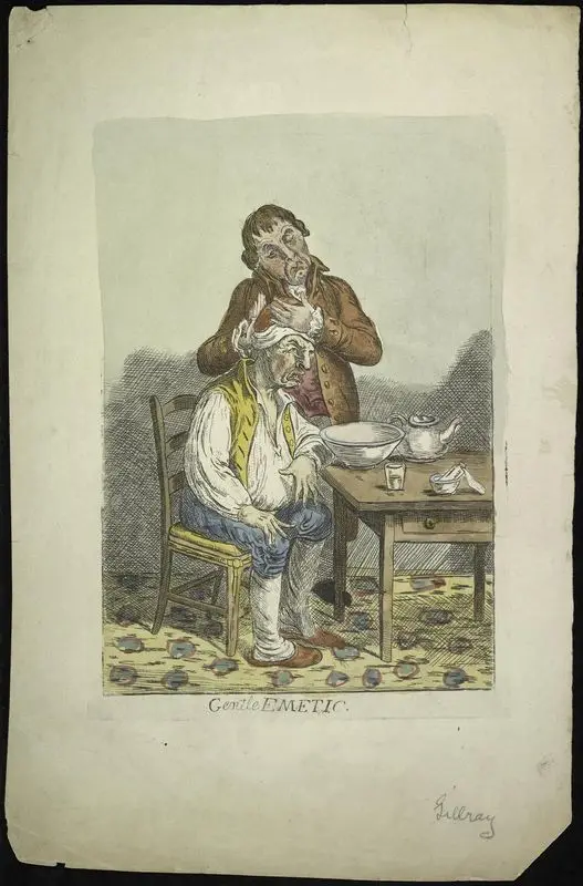 Gentle emetic [reverse print]. by Gillray