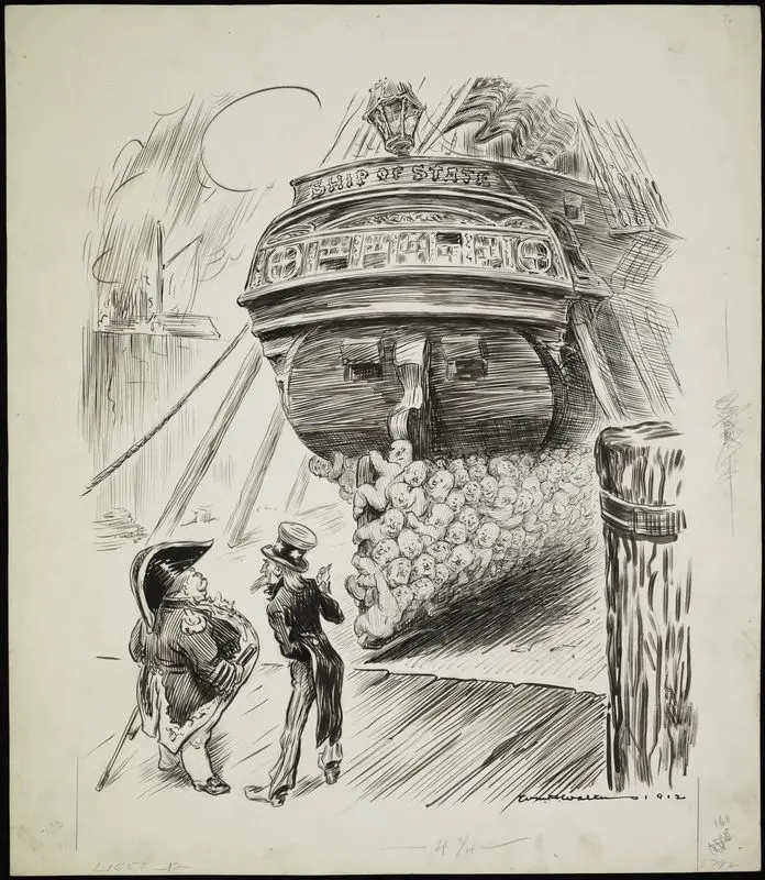 Too many Infant Industries. Whoever sails that ship again, Capt. Bill, must scrape off those barnacks by Unknown artist