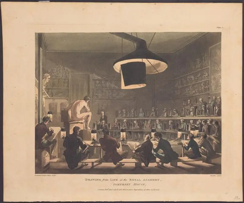 Drawing from life at the Royal Academy, (Somerset House). by Rowlandson